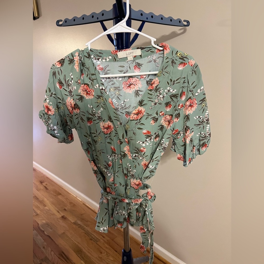 Loft Floral Wrap Blouse